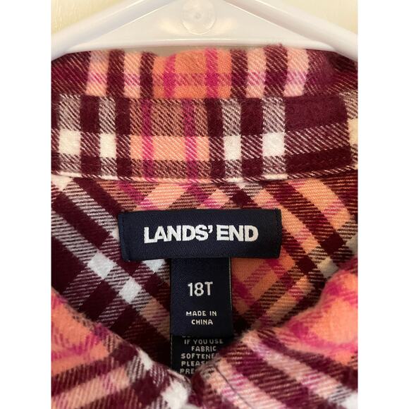 Lands' End pink flannel shirt buttons collar cotton pink - Picture 7 of 10